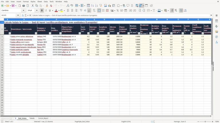 Anteprima di Calcolo preliminare di un solaio in legno con Excel