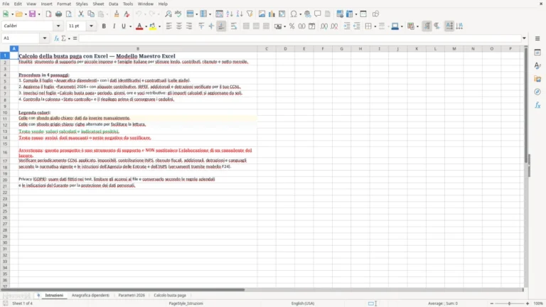 Anteprima di Calcolo della busta paga in Excel