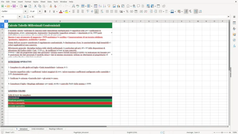 Anteprima di Calcolo delle tabelle millesimali in Excel