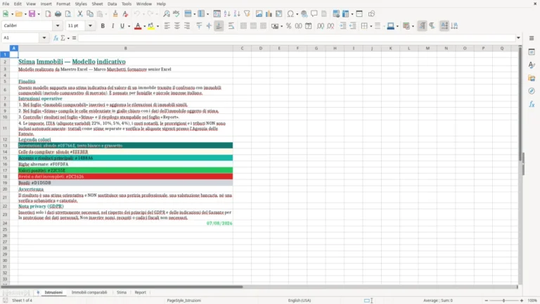 Anteprima di Stima del valore di un immobile in Excel