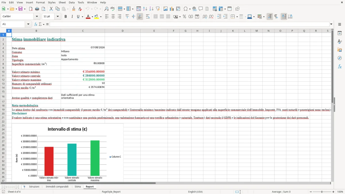 Anteprima del modello Excel Foglio Excel Stima Immobili — foglio Report (immagine 4)