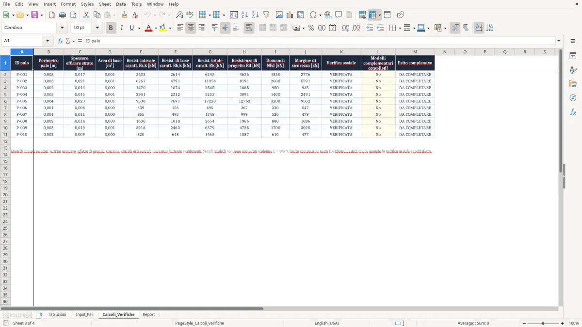 Anteprima del modello Excel Foglio Excel per il Calcolo dei Pali di Fondazione secondo NTC 2018 — foglio Calcoli_Verifiche (immagine 3)