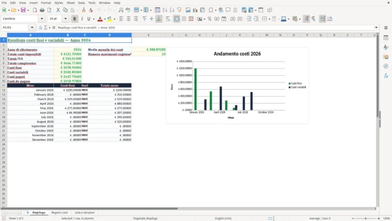 Anteprima di Gestione dei costi fissi e variabili in Excel
