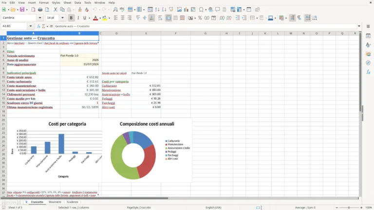 Anteprima di Gestione delle spese e delle scadenze dell’auto in Excel