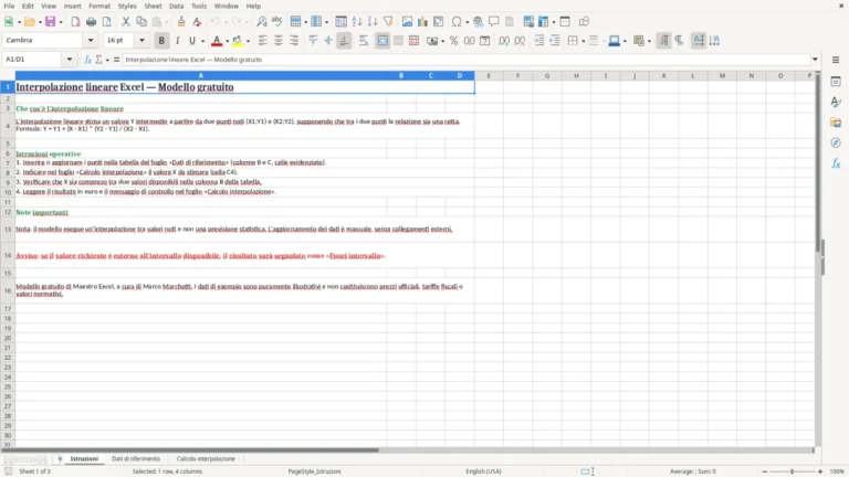 Anteprima di Interpolazione lineare in Excel