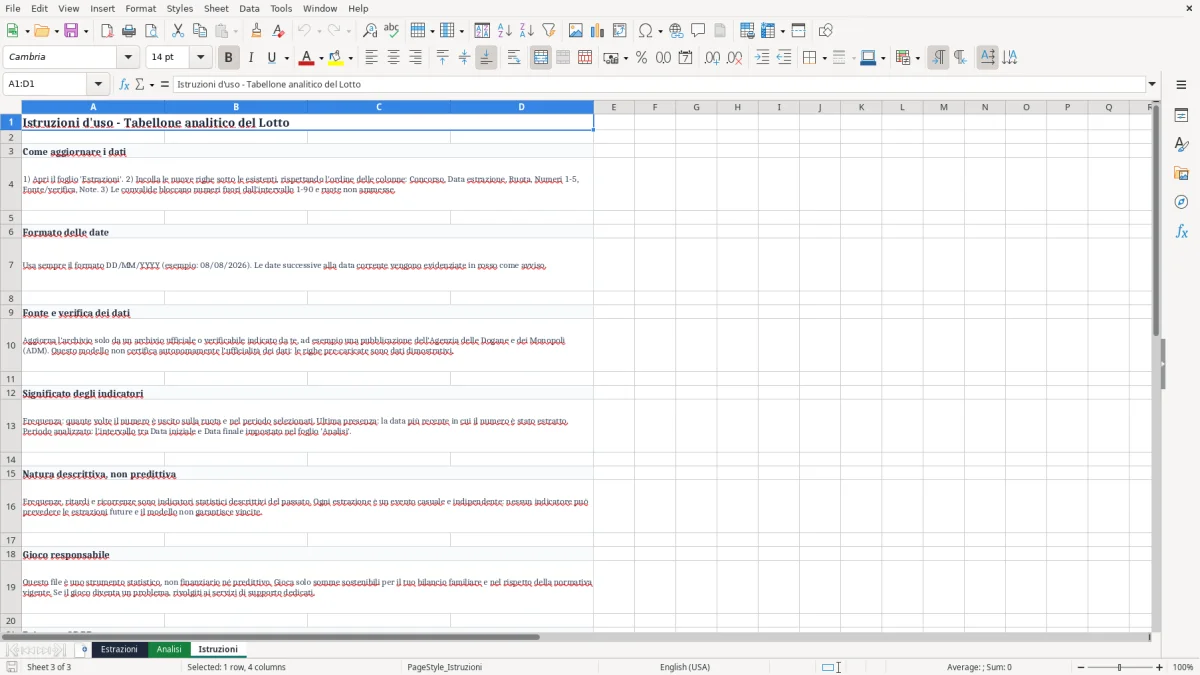 Anteprima del modello Excel Tabellone analitica del Lotto in Excel — foglio Istruzioni (immagine 3)